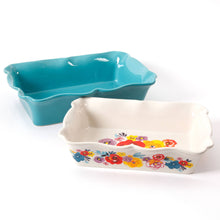 2-Piece Rectangular Ruffle Top Ceramic Bakeware Set